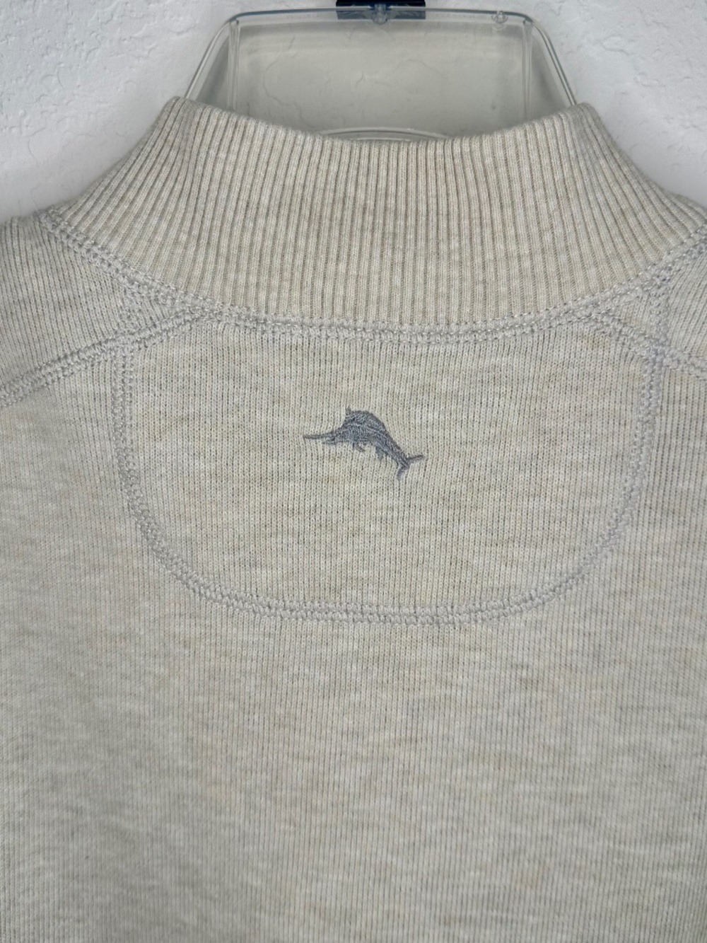 MEN'S Tommy Bahama Beige Quarter-Zip Pullover Sweater, Size L - Picture 6 of 9